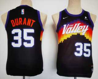 Youth Phoenix Suns #35 Kevin Durant Balck 2022 City Edition Stitched Basketball Jersey->nba youth jerseys->NBA Jersey
